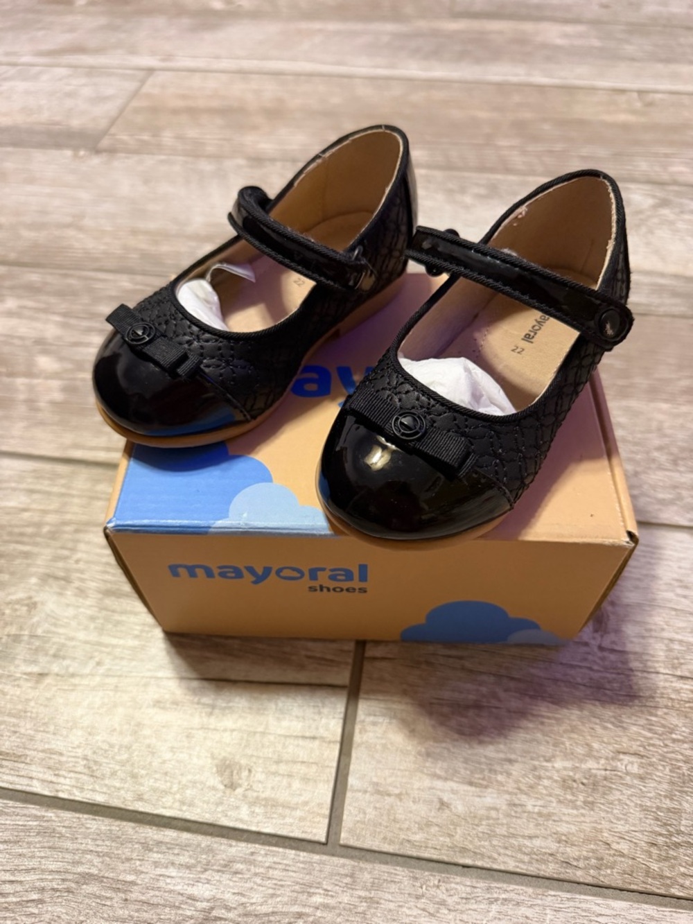 Mayoral Black Patent & Textured Mary Jane Dress Shoes